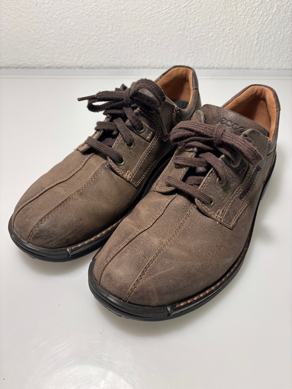 Ecco Men's Fusion Dark Brown Leather Lace-Up, Size 43